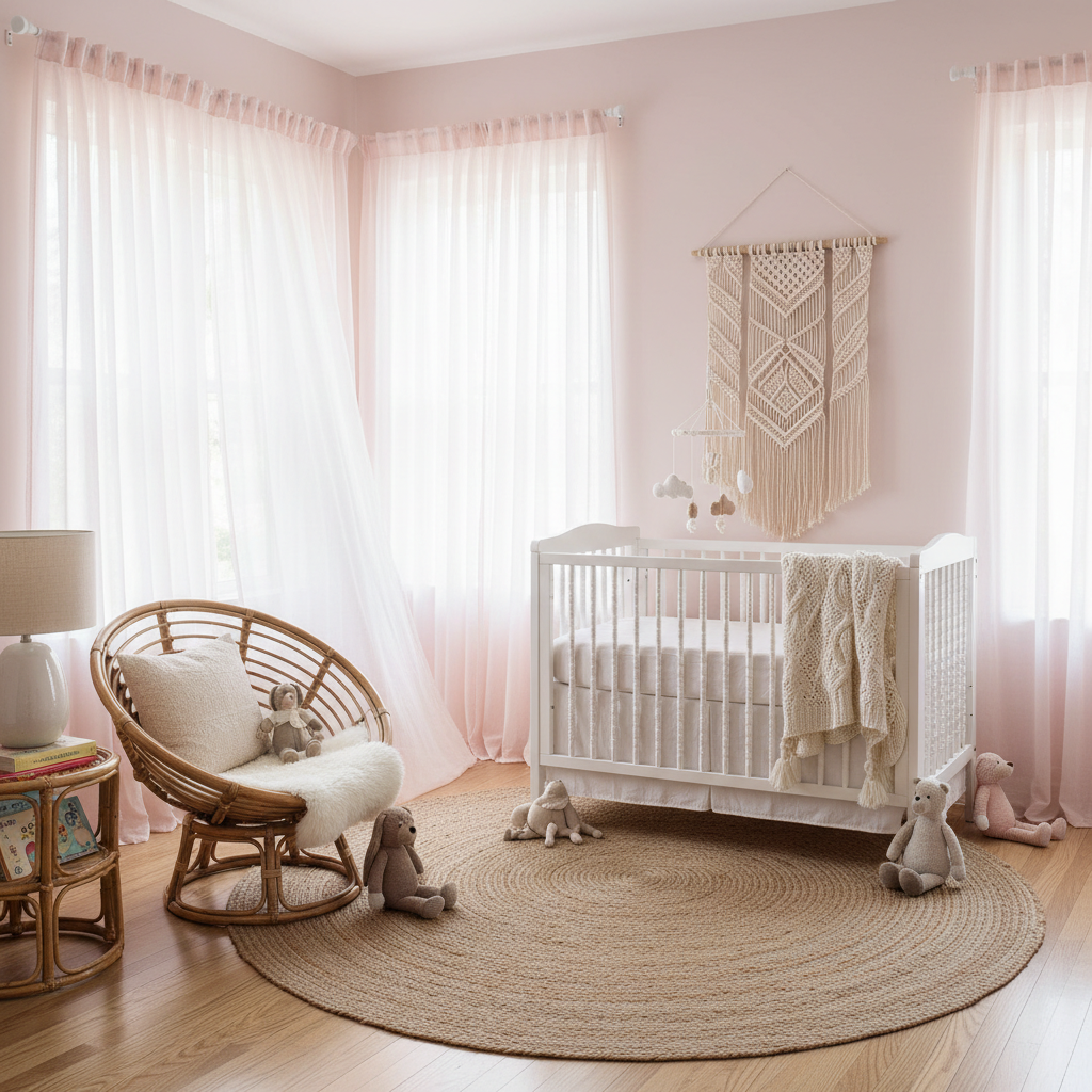 From Bare Windows to a Dreamy Haven: A Step-by-Step Light Pink Sheer Curtains Guide for Girls Nursery Decor