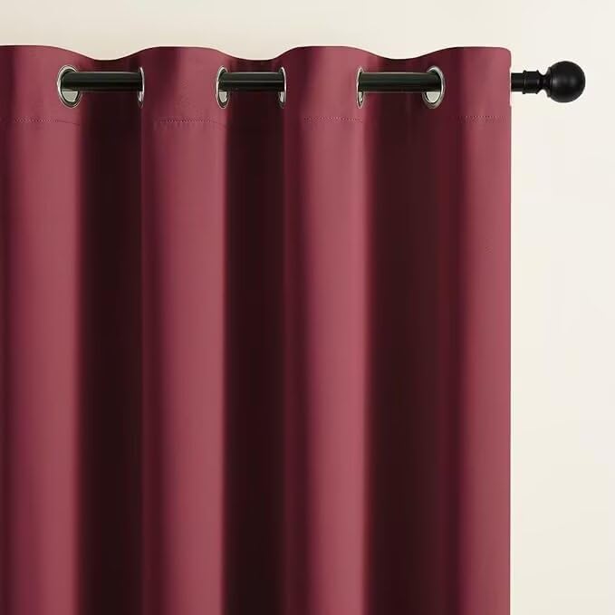 Joydeco Blackout Curtains for Bedroom 90 inch Long 2 Panels, Thermal Insulated Room Darkening Curtains with Grommets, Soft Window Drapes for Living Room (W52 x L90 Inch, Burgundy Red)