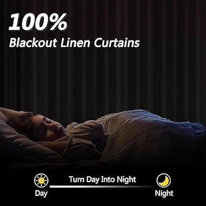 Guken Yellow 100% Blackout Linen Curtains 96 Inch Length 2 Panels Set for Living Room Bedroom Back Tab/Rod Pocket Thermal Insulated Black Out Drapes Room Darkening Window Curtains 96 Inches Long
