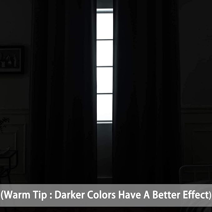 Yakamok Blackout Curtains Room Darkening Thermal Insulated Window Panels,Solid Grommet Top Drapes for Bedroom/Living Room(62Wx63L, Light Grey, 2 Panels)