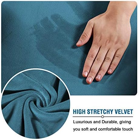 H.VERSAILTEX Real Velvet Plush 3 Piece Stretch Sofa Covers Couch Covers for 2 Cushion Couch Sofa Slipcovers Width Up to 90 Inch Feature Thick Soft Stay in Place (Large Sofa, Peacock Blue)