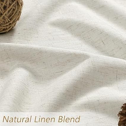 Guken Cream 100% Blackout Curtains 68 Inch Length 2 Panels Set for Living Room Bedroom Back Tab Thermal Insulated Black Out Linen Drapes Room Darkening Window Curtains