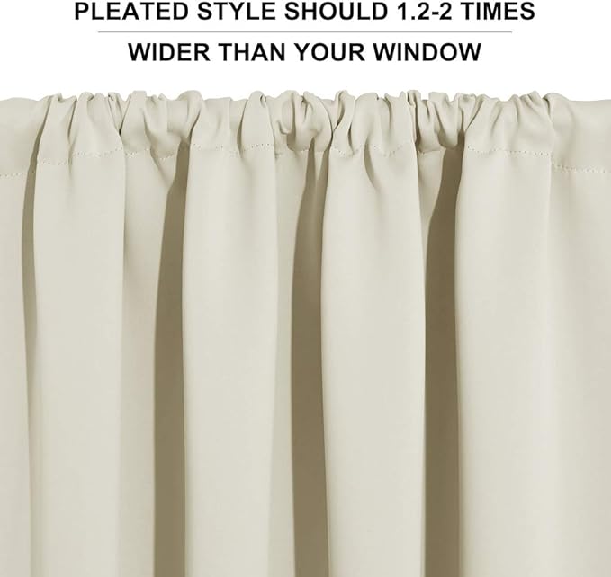 RYB HOME RV Curtains for Camper Windows, Mini Small Thermal Insulated Sunlight Heat Blocking Blocking Privacy Portable Curtains for Travel Trailer, Width 34 by Length 24, Beige, 2 Panels