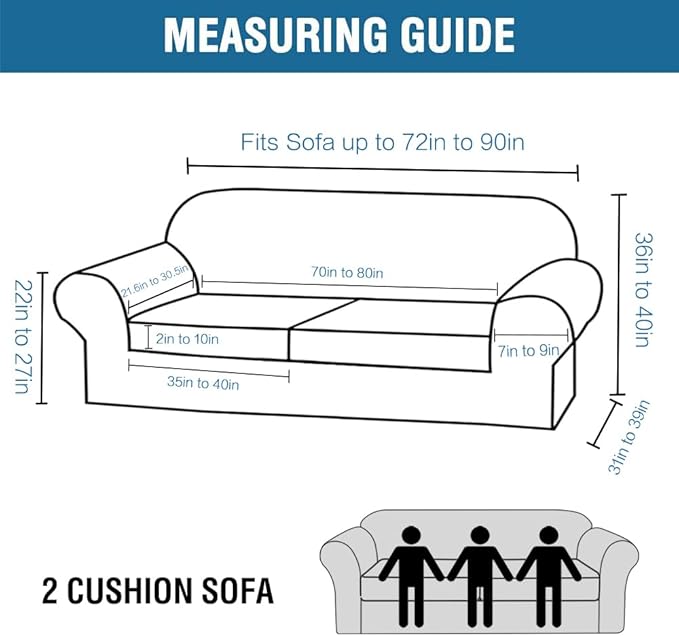 H.VERSAILTEX Real Velvet Plush 3 Piece Stretch Sofa Covers Couch Covers for 2 Cushion Couch Sofa Slipcovers Width Up to 90 Inch Feature Thick Soft Stay in Place (Large Sofa, Burgundy)