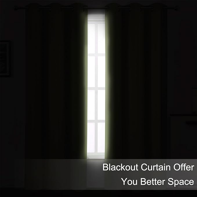 LEMOMO Sage Green Blackout Curtains 52 x 63 Inch Length/Set of 2 Curtain Panels/Thermal Insulated Room Darkening Curtains for Bedroom and Living Room