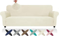ZNSAYOTX Oversized Super Stretch Couch Cover (92"-115"), New Striped Sofa Covers Comfortable & Durable, Dog Cat Pets Friendly Extra Large Spandex Sofa Slipcovers (Beige, XL Sofa)