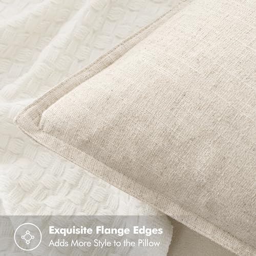 MIULEE Beige Linen Pillow Covers Pack of 4 Decorative Natural Solid Throw Pillow Covers Soft Accent Boho Farmhouse Couch Pillowcases Modern Spring Home Decors for Living Room Bed Sofa 20x20 Inch