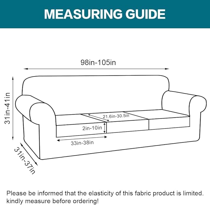Turquoize 4 Piece Sofa Covers for 3 Cushion Couch Sofa Slipcover Soft Couch Cover for Dogs-Washable Sofa Furniture Covers with 3 Individual Large Cushion Covers, Feature Thick Fabric (XL Sofa, Gray)
