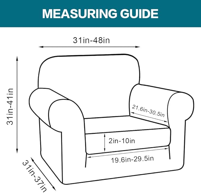Turquoize 2 Piece Chair Covers Chair Slipcovers for Living Room Armchair Couch Cover Chair Sofa Cover with Individual Cushion Covers Furniture Cover for Chairs Feature Jacquard Fabric (Chair, Dove)