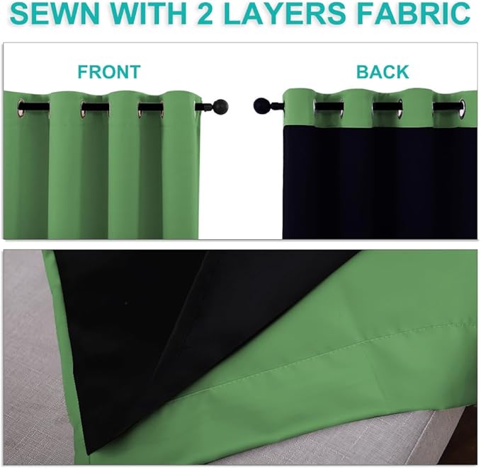 NICETOWN Full Shade Curtain Panels, Forest Green, 70 x 84 inch, Pair of Energy Smart & Noise Blocking Out Blackout Drapes for Dining Room Window, Thermal Insulated Guest Room Lined Window Dressing