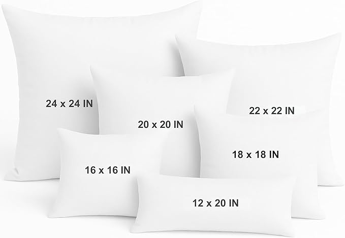 LANE LINEN 18 x 18 Throw Pillow Insert - Pack of 2 White, Down Alternative Pillow Inserts for Decorative Pillow Covers, Throw Pillows for Bed, Couch Pillows for Living Room