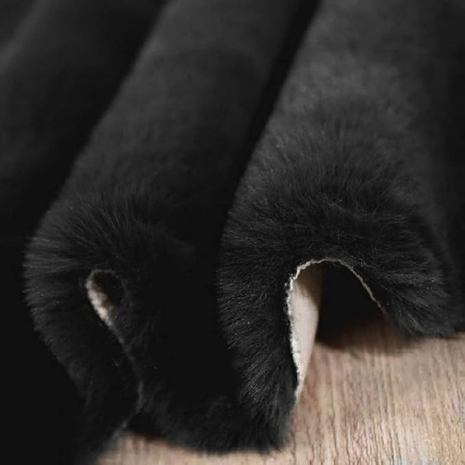 ORINOVA Faux Bunny Fur Rug Plush Area Rugs Machine Washable Black 4x6 Shag Area Rug for Bedroom Faux Sheepskin Rug for Living Room