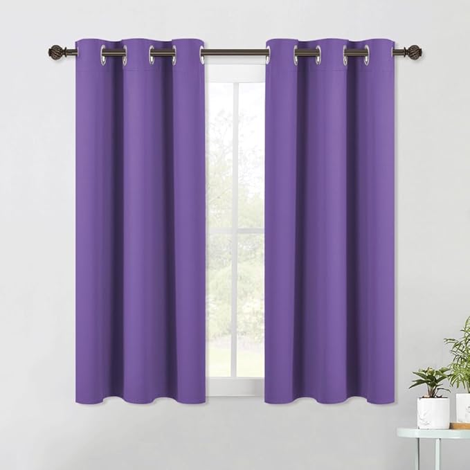NICETOWN Blackout Curtain Panels for Bedroom, 2 Panels, Lilac Purple, W42 x L40-inch, Thermal Insulated Grommet Top Blackout Draperies and Drapes for Basement