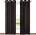 NICETOWN Full Shade Curtain Panels, 37" Wide x 80" Long, Toffee Brown, Pair of Thermal Insulated & Energy Efficiency Blackout Drapes for Living Room, Lined Silky Performance Window Dressing