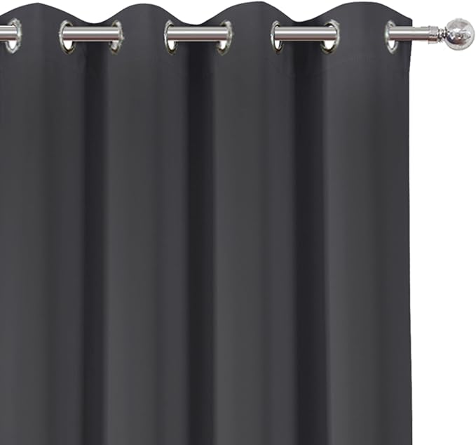 LEMOMO Dark Grey Blackout Curtains 52 x 63 Inch Length/Set of 2 Curtain Panels/Thermal Insulated Room Darkening Curtains for Bedroom and Living Room