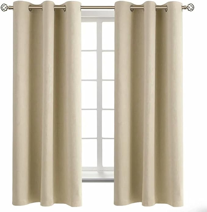 BGment Beige Room Darkening Curtains 63 Inches Long 2 Panels Set, Sunlight Blocking Thermal Insulated Grommet Window Treatment Drapes for Bedroom, Each Panel 42 x 63 Inch