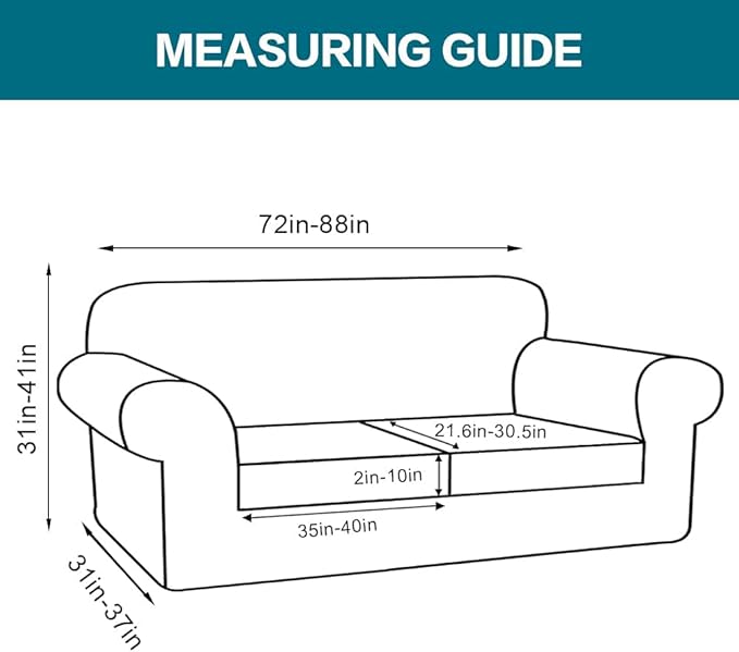 Turquoize 3 Piece Sofa Covers for 2 Cushion Couch Sofa Slipcover Soft Couch Cover for Dogs-Washable Sofa Furniture Covers with 2 Individual Cushion Covers (2 Cushion Sofa, Storm Blue)