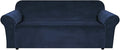 H.VERSAILTEX Stretch Velvet Sofa Covers for 3 Cushion Couch Covers Sofa Slipcovers Furniture Protector Soft with Non Slip Elastic Bottom, Crafted from Thick Comfy Rich Velour (Sofa 72"-90", Navy)