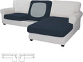 Easy-Going Stretch 3 Pieces Couch Cushion Covers for Sectional Sofa Left/Right L Shape Chaise Lounge Sofa Seat slipcover Anti-Slip Sofa Cover Soft (2 Seater + 1 Chaise, Dark Blue)