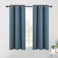 NICETOWN Smoky Blue Kitchen Blackout Short Curtain Panels for Bedroom, 2 Panels, W42 x L45 -Inch, Thermal Insulated Grommet Top Blackout Draperies and Drapes