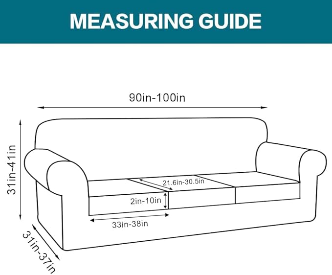 Turquoize 4 Piece Sofa Covers for 3 Cushion Couch Sofa Slipcover Soft Couch Cover for Dogs Washable Furniture Cover with 3 Individual Large Cushion Covers Feature Fabric (Large Sofa, Burgundy)