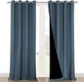 NICETOWN 100% Blackout Blinds, Set of 2, 46" x 102", Smoky Blue, Laundry Room Decor Window Treatment Curtains for Large Patio Sliding Door, Thermal Insulated Curtains for Bedroom