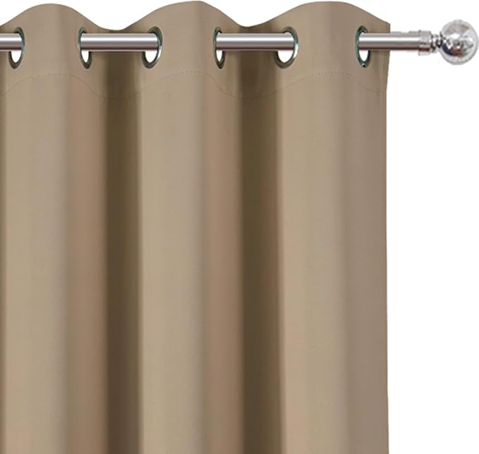LEMOMO Natural Thermal Blackout Curtains/38 x 63 Inch/Set of 2 Panels Room Darkening Curtains for Bedroom
