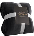 TASTHROW Large Flannel Fleece Throw Blanket, 90×90 Inch - Cozy Lightweight Thick Blanket - All Seasons Suitable for Women, Men and Kids (Black)