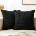 MIULEE Black Decorative Euro Sham Pillow Covers 24x24 Inch for Bed Couch Sofa Pack of 2 Boho Farmhouse Throw Pillows Soft Cross Corduroy Patchwork Textured Cushion Cases