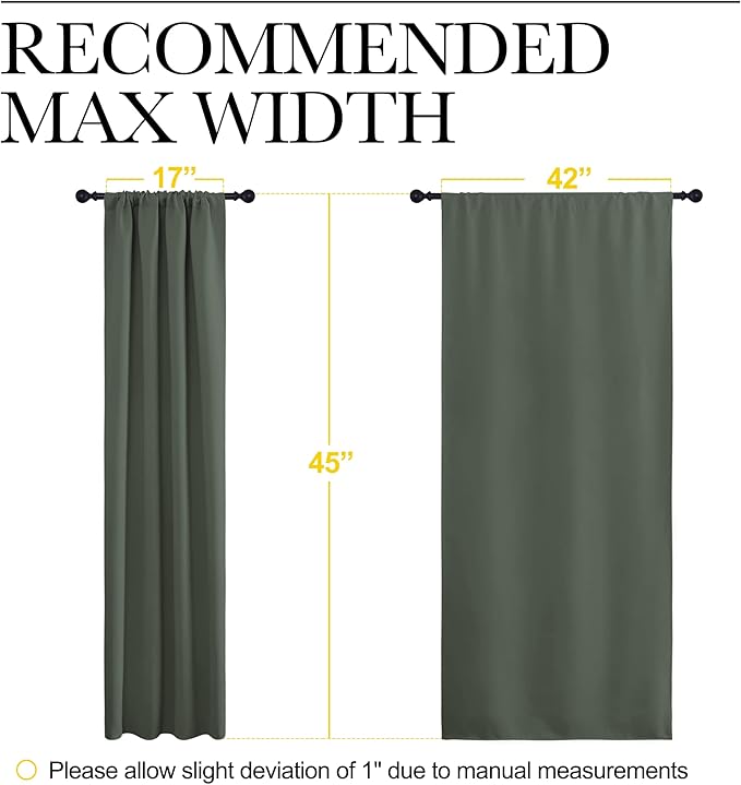 NICETOWN Bedroom Curtains Blackout Draperies - All Season Thermal Insulated Solid Rod Pocket Top Blackout Curtains/Drapes for Kid's Room (Dark Mallard, 1 Pair, 42 x 45 Inch)