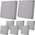 Newwiee 8Pcs Patio Cushion Covers Stretch Outdoor Cushion Cover Replacement for Patio Furniture Sofa Couch Slipcovers, Soft Flexibility Washable Furniture Protector(Waterproof Pure,Light Grey)
