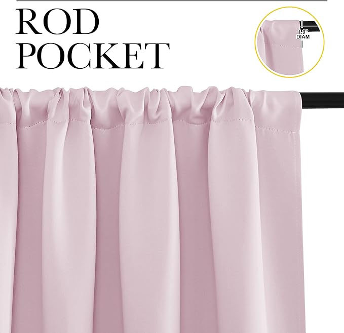 NICETOWN RV Blackout Curtains for Camper Windows, Baby Pink, 29" Wide by 40" Long, 2 PCs, Short Blackout Curtains & Drapes, Thermal Insulated Blackout Curtain Panels for Kids Room, Play Room