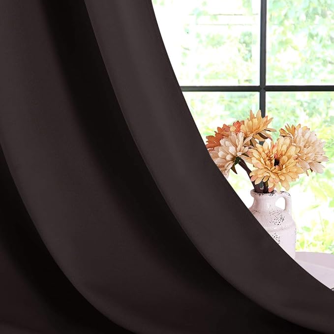 NICETOWN Living Room Blackout Draperies Curtains, Energy Smart Thermal Insulated Solid Grommet Blackout Curtains/Drapes Window Panels (2 Panels, 42-Inch x 54-Inch, Toffee Brown)