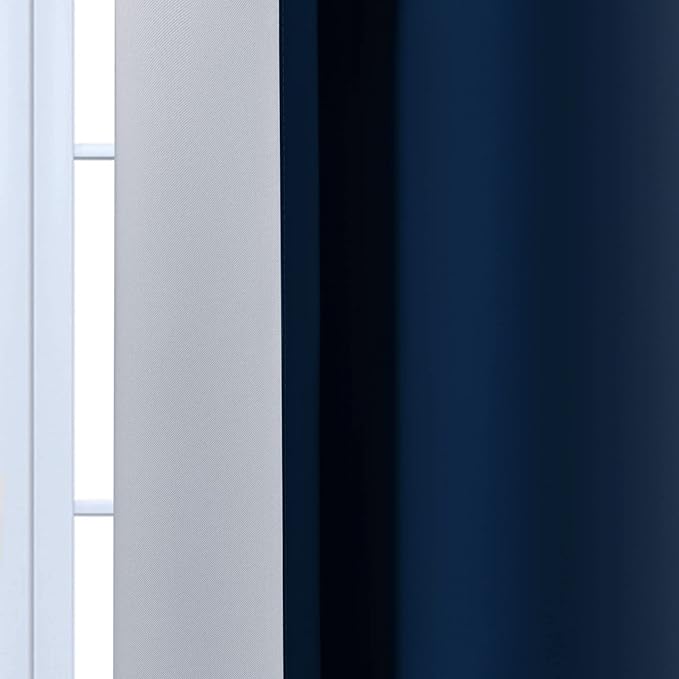 Yakamok 96 Inch Length Light Blocking Thermal Insulated Grommet Window Drapes, Room Darkening Gradient Color Ombre Curtains for Bedroom(Blue and Greyish White, 52x96 Inch, Set of 2)