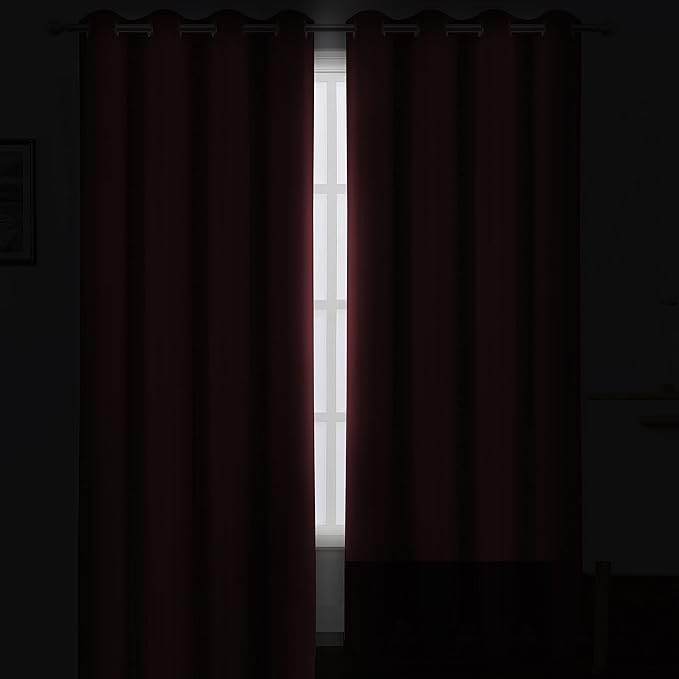 LEMOMO Burgundy Red Thermal Blackout Curtains/52 x 108 Inch/Set of 2 Panels Room Darkening Curtains for Bedroom