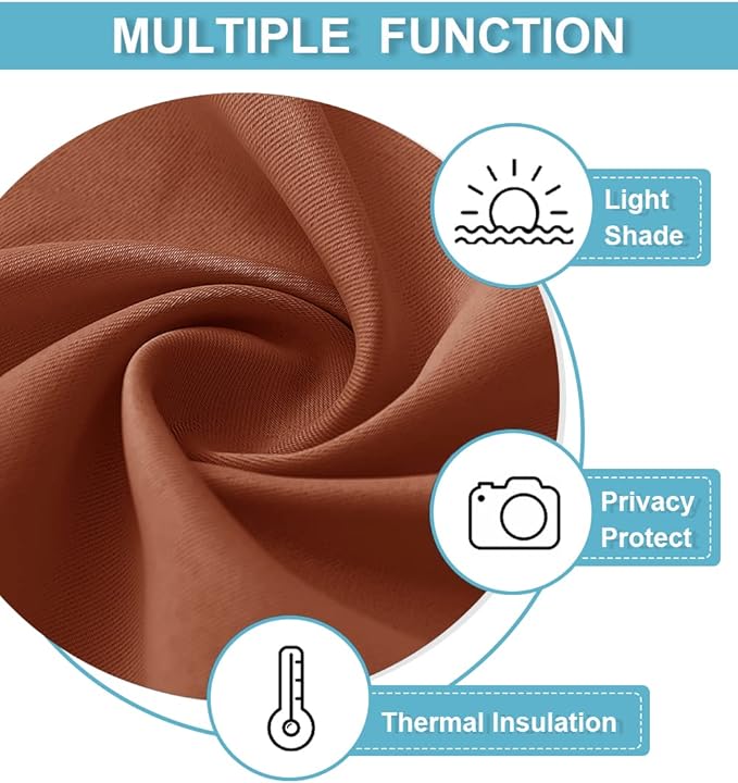 RYB HOME Blackout Curtains for Bedroom 84 inches Long 2 Panels Set, Privacy Thermal Insultaed Sunlignt Heat Blocking Drapes for Nursery Rental Room, Width 42 by Length 84, Burnt Orange