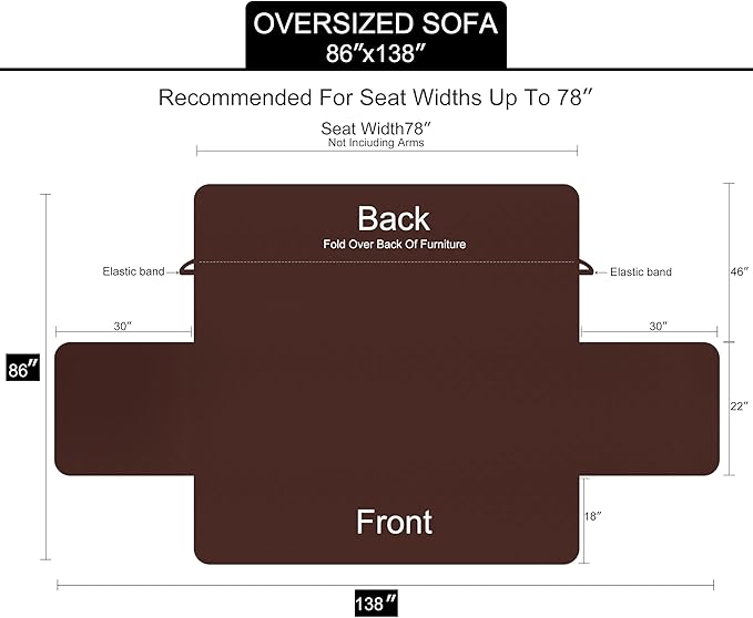 U-NICE HOME Large Sofa Cover Reversible Couch Cover for Dogs Pets with Elastic Straps Water Resistant Furniture Protector for 4 Cushion Couch (Oversized Sofa, Huntergreen/Sage)