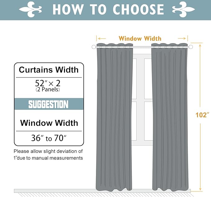 ChrisDowa Blackout Curtains 102 Inches Long 2 Panels Set for Living Room, Grommet Thermal Insulated Room Darkening Curtains for Bedroom (Black, 52 x 102 Inch)