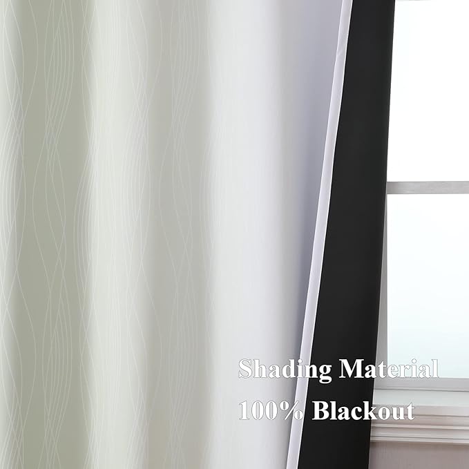 Estelar Textiler Blackout Curtains 102 Inches Long 2 Panels for Living Room, Sage Green and Greyish White Thermal Insulated Full Light Blocking Ombre Grommet Drapes for Bedroom, 52Wx102L