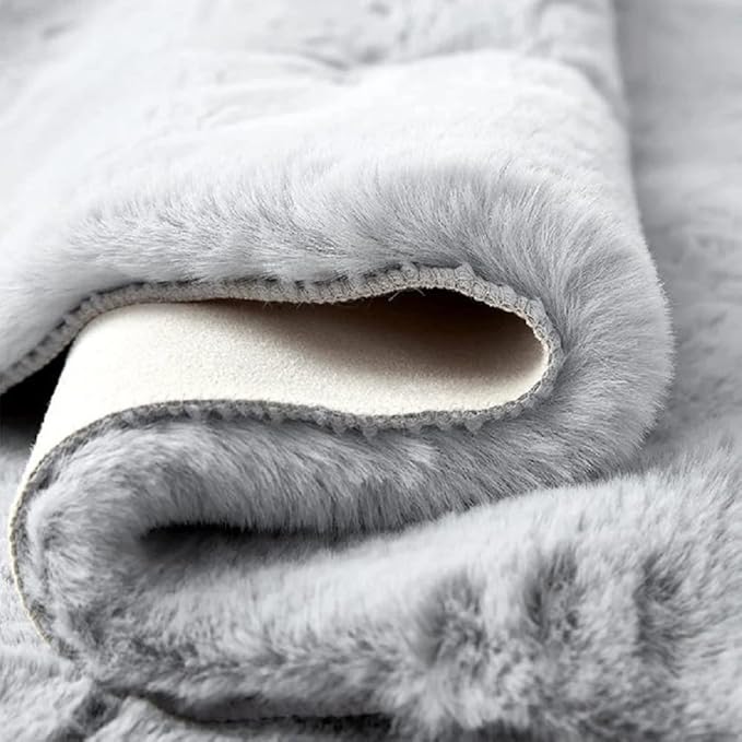 ORINOVA Light Gray Faux Fuzzy Fur Washable Rugs for Bedroom Shaggy Area Rugs for Living Room Grey 2x3 Nursery Rug Home Room Décor