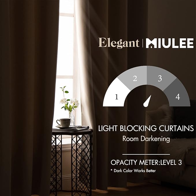 MIULEE Room Darkening Curtains Thermal Insulated Drapes Solid Window Treatment Set Grommet Top Light Blocking Blackout Curtain for Living Room/Bedroom 2 Panels 42 x 84 inch Beige
