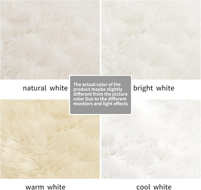 Small Faux Fur Rug 2x4 ft Ultra Soft Sheepskin Rugs Chair Sofa Cover Seat Pad, White Fluffy Shag Rug for Bedroom Nursery Kids Room, Luxury Shaggy Rug Fuzzy Plush Floor Carpets