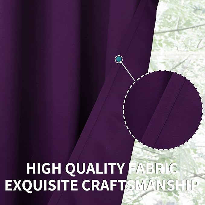 BGment Blackout Curtains for Bedroom - Grommet Thermal Insulated Room Darkening Curtains for Living Room, Set of 2 Panels (38 x 54 Inch, Royal Purple)