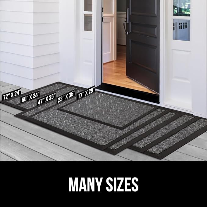 GORILLA GRIP 100% Waterproof All-Season WeatherMAX Doormat, 47x35, US Designed Natural Rubber, Stain and Fade Resistant, Low Profile Indoor Outdoor Door Mats, Easy Clean Patio Mat, Green Palm