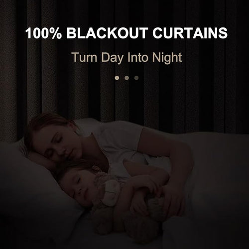 100% Blackout Shield Linen Blackout Curtains for Bedroom 108 Inches Long, Back Tab/Rod Pocket Living Room Drapes, Thermal Insulated Blackout Curtains 2 Panels Set, 50" W x 108" L, Black