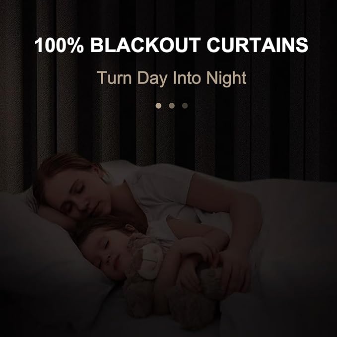 100% Blackout Shield Linen Blackout Curtains for Bedroom 63 Inches Long, Back Tab/Rod Pocket Living Room Drapes, Thermal Insulated Blackout Curtains 2 Panels Set, 50" W x 63" L, Black