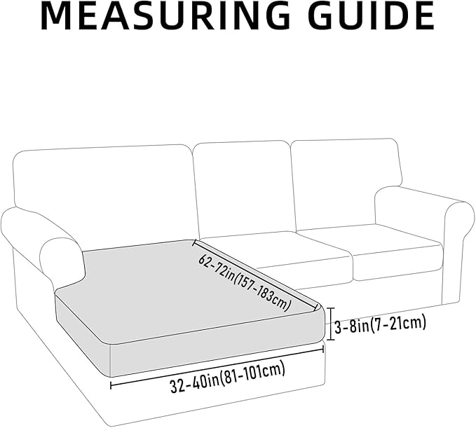 hyha Waterproof Sectional Couch Covers, Non Slip Sofa Couch Cushion Covers L Shape, Thick Stretch Jacquard Fabric, Washable Sofa Slipcovers with Elastic Bottom (1 Piece for Chaise XL, Chocolate)