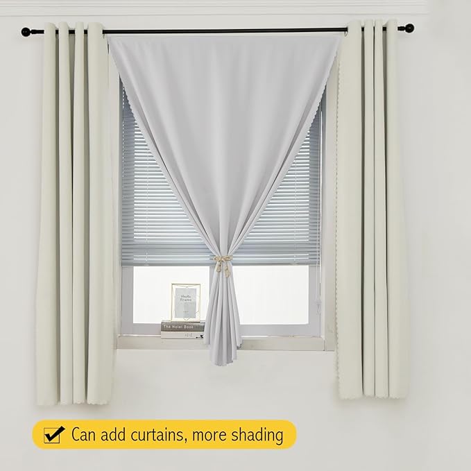 Blackout Curtains for Bedroom Sticky Curtain Blackout Window Cover Self Adhesive Curtains Rod No Drillng, 35" W X 71" L, Light Grey, 1 Panel