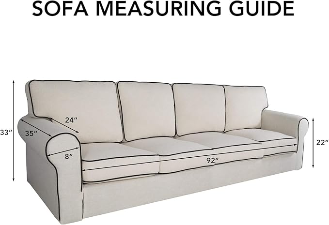 PureFit Super Stretch 4 Seater Sofa Slipcover – Spandex Non Slip Soft Couch Sofa Cover, Washable Furniture Protector with Non Skid Foam and Elastic Bottom for Kids, Pets （XX Large, White）
