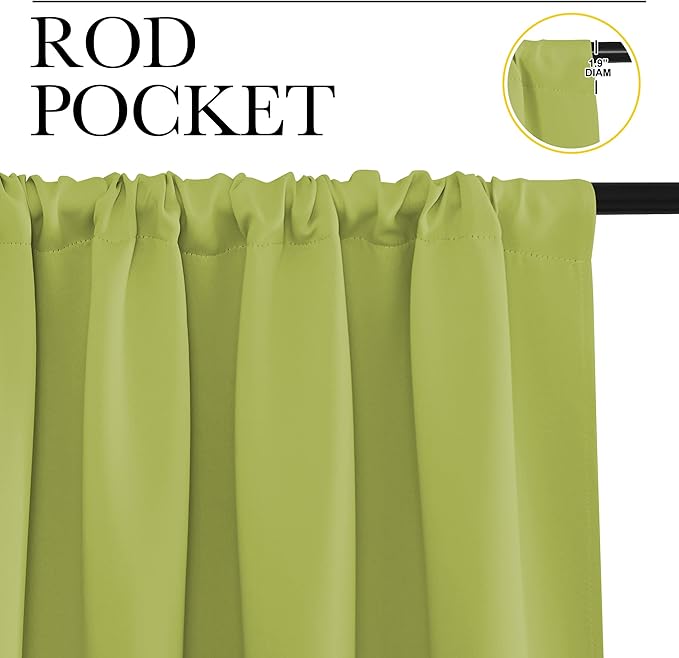 NICETOWN Blackout Curtains for Bedroom, Blackout Curtain Panels, Fresh Green, 1 Pair, 62 by 63-inch, Window Treatment Energy Saving Thermal Insulated Solid Rod Pocket Blackout Drapes/Draperies